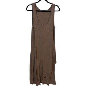Lilla P Asymmetric Layer Dress Tan Light Brown Sleeveless‎ Crewneck